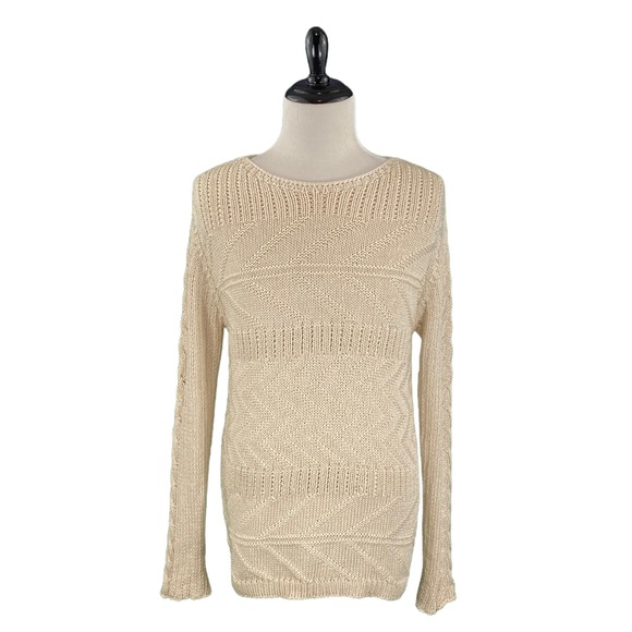 Zara Man Cream Cable Knit Sweater